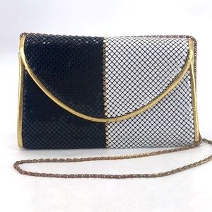 Vintage 70’s Crystal Metal Mesh Metallic Colorblock Crossbody Bag Clutch Purse